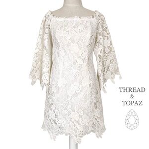 Free People Dusk Long Bell Sleeve White Lace Dress Size 8